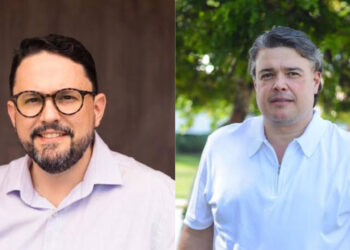 O secretário Guilherme Cavalcanti e o novo diretor do Porto, Delmiro Gouveia