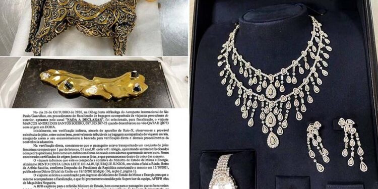 Joias que o governo do ex-presidente Jair Bolsonaro (PL) tentou trazer ilegalmente ao Brasil, para a ex-primeira-dama Michelle Bolsonaro