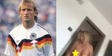 Andreas Brehme, quando jogava pela seleção alemã, e o nude vazado