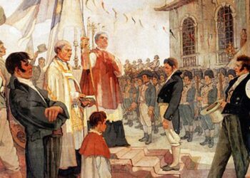 Bênção das bandeiras da Revolução de 1817, óleo sobre tela de Antônio Parreiras.