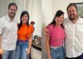 Katia com os assessores do prefeito, Rafael Martiniano (esq) e Anderson Luiz (dir)