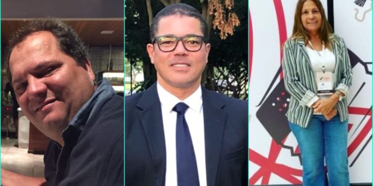 Da esq. para a dir.: Milton Luna, Ailton Junior e a Véia.