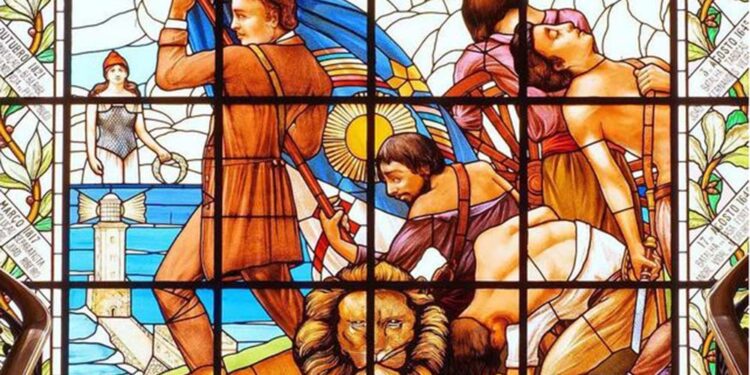 Vitral de Henry Moser, no Palácio do Campos da Princesas, que homenageia a Revolução Pernambucana de 1817