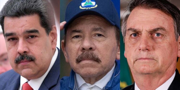 Nicolás Maduro, Daniel Ortega e Jair Bolsonaro