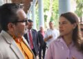 Raquel Lyra em conversa, hoje, com o jornalista Ricardo Antunes