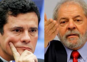 Sérgio Moro (esq), e Lula (dir.)
