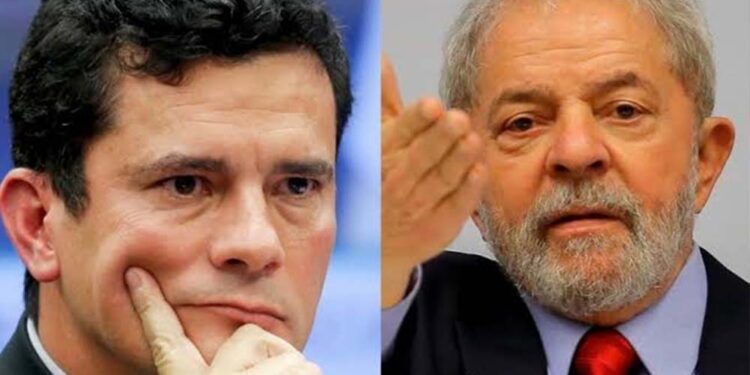 Sérgio Moro (esq), e Lula (dir.)