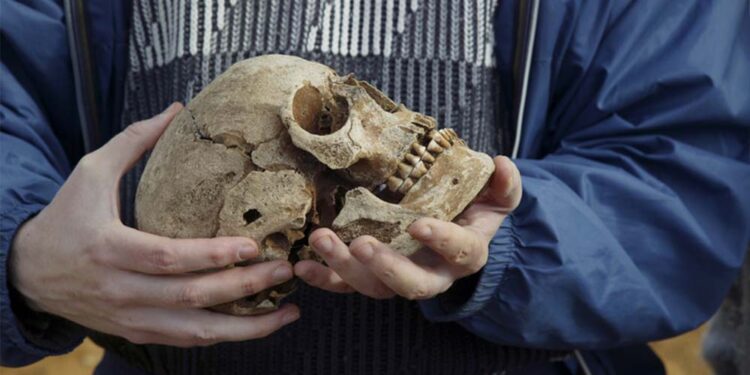 Segundo autoridades, o crânio e braços foram localizados separados do resto do corpo