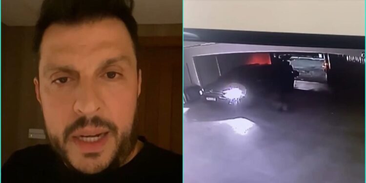 Câmeras de segurança da residência do humorista e da modelo Mirella Santos registraram a chegada e saída dos criminosos.