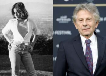 Samantha Geimer quando adolescente (esq.) e Roman Polanski em 2017