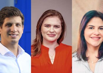 João Campos (PSB), Marília Arraes (SD) e Priscila Krause (DEM)