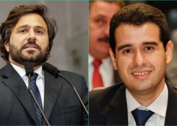 Rodrigo Novaes (esq) é eleito pelo TCE e estraga planos de Joaquim Lira (dir).