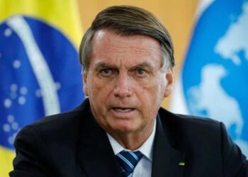 O ex-presidente Jair Bolsonaro durante evento no Palácio do Planalto