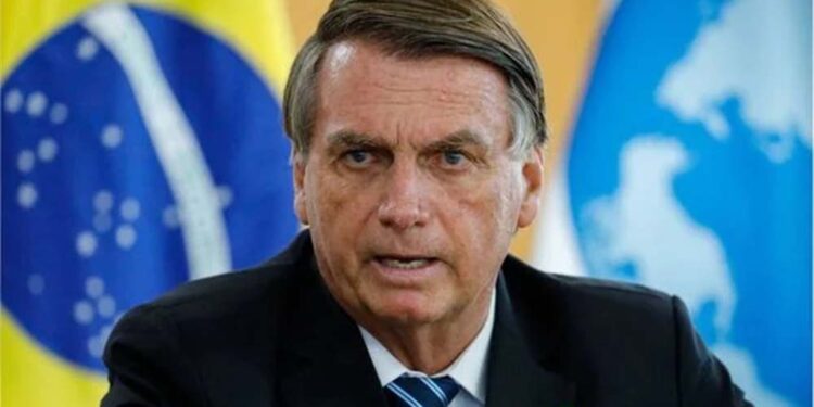 O ex-presidente Jair Bolsonaro durante evento no Palácio do Planalto