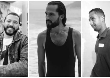 Bruno Rodrigues (esq.) e Jeander Vinícius (dir.) foram indiciados pela morte do ator Jeff Machado (ao centro).