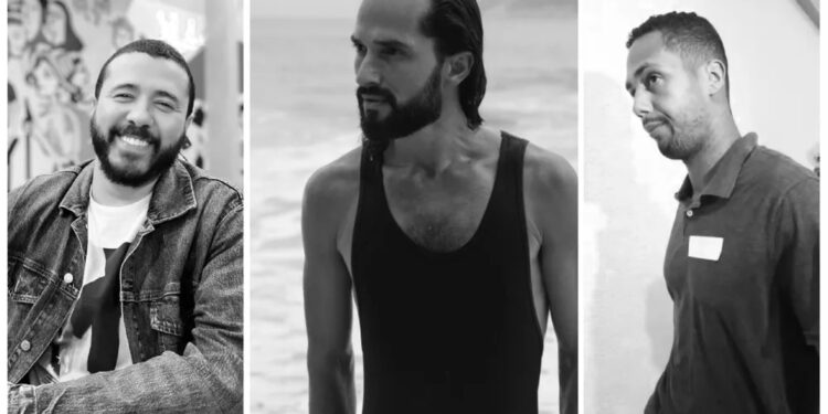 Bruno Rodrigues (esq.) e Jeander Vinícius (dir.) foram indiciados pela morte do ator Jeff Machado (ao centro).