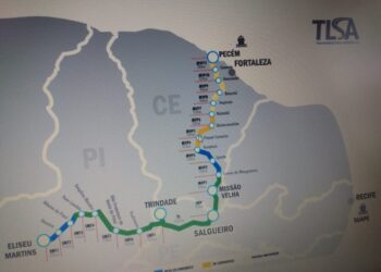Mapa postado no site da TLSA mostra traçado da Transnordestina sem inclusão de Suape