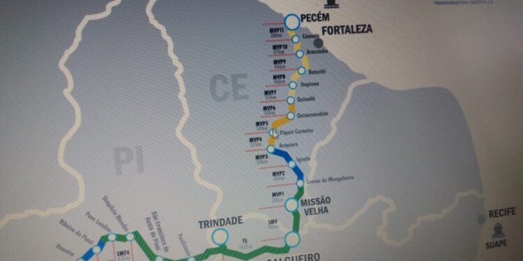 Mapa postado no site da TLSA mostra traçado da Transnordestina sem inclusão de Suape