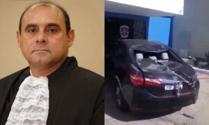 Carro dirigido pelo desembargador Claúdio Jean Nogueira, do TJPE, invadiu área da Polícia Civil