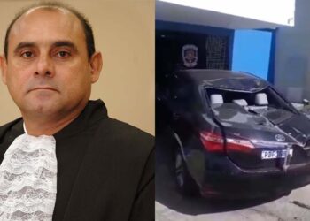Carro dirigido pelo desembargador Claúdio Jean Nogueira, do TJPE, invadiu área da Polícia Civil