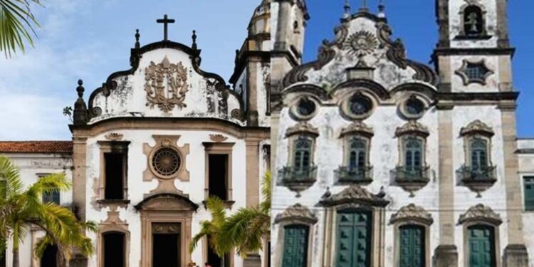 O Mosteiro de São Bento e a Matriz de Santo Antônio, (da esq para dir.)