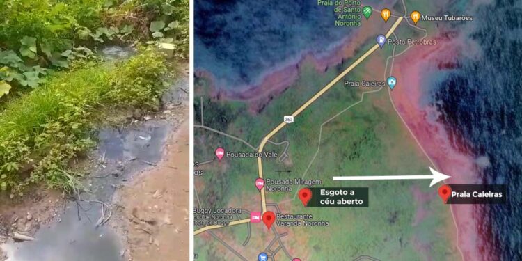 Vazamento de esgoto próximo ao Restaurante Varanda, pode chegar a Praia Caieiras