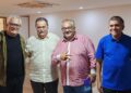 Marcos Amaral presidente estadual do União Brasil, Antonio Oliveira do PL, Fernando Gordinho e o presidente do PRTB Edinázio Silva