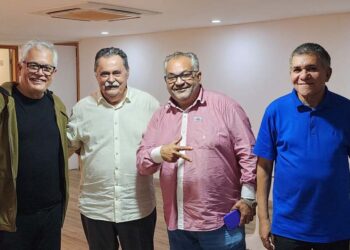 Marcos Amaral presidente estadual do União Brasil, Antonio Oliveira do PL, Fernando Gordinho e o presidente do PRTB Edinázio Silva