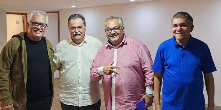 Marcos Amaral presidente estadual do União Brasil, Antonio Oliveira do PL, Fernando Gordinho e o presidente do PRTB Edinázio Silva