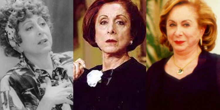 Aracy Balabanian como Dona Armênia, em Rainha da Sucata; Filomena Ferreto, em A Próxima Vítima; e Cassandra, em Sai de Baixo