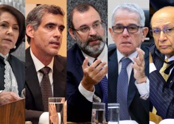 Ministros Laurita Vaz, Rogério Schietti Cruz, Sebastião Reis Junior, Antonio Saldanha Pinheiro e Olindo Menezes