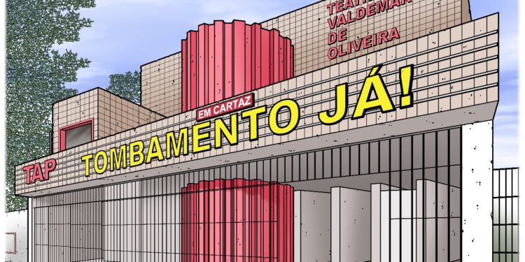 Charge feita por Humberto Araújo em protesto sobre o teatro