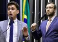 Os deputados do PL, Nikolas Ferreira e Felipe Barros (dir.)