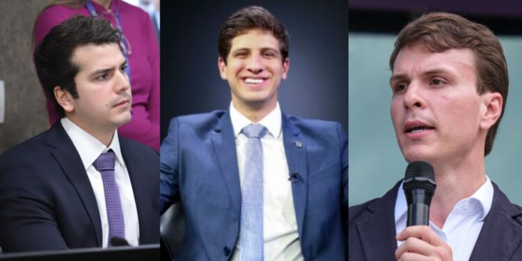 Antônio Coelho (UB), João Campos (PSB) e Miguel Coelho (UB) - Esq. para dir.