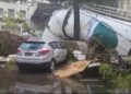 Caixa d'água de supermercado de bairro nobre desaba no Recife, deixando prejuízos.