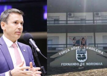 Cristiane Brasil passou revéillon com amigos no hotel da FAB em Fernando de Noronha. Felipe Carreras (PSB) do lado esquerdo.