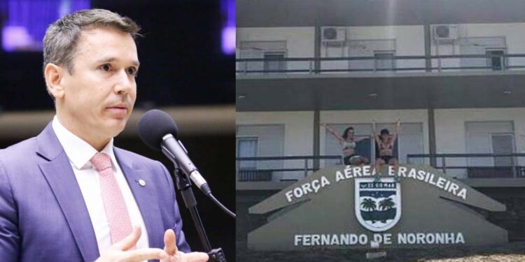 Cristiane Brasil passou revéillon com amigos no hotel da FAB em Fernando de Noronha. Felipe Carreras (PSB) do lado esquerdo.