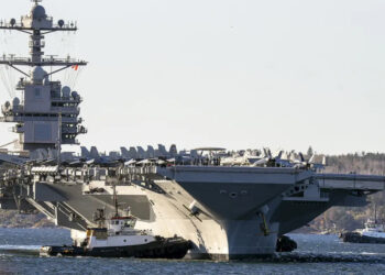 O navio USS Gerald R. Ford Carrier, o porta-aviões mais moderno da frota da Marinha dos EUA, em imagem de arquivo.