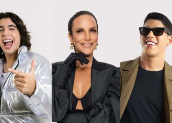 Os artistas Natanzinho, Ivete Sangalo, e Zé Vaqueiro (Da esq. para dir.)