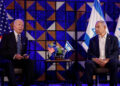 Presidente dos EUA, Joe Biden, aparece ao lado de premiê israelense, Benjamin Netanyahu, durante evento em Tel Aviv em 18 de outubro de 2023.