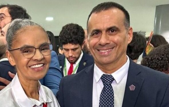 A Ministra Marina Silva, e o réu por corrupção, Sérgio Xavier (dir.)