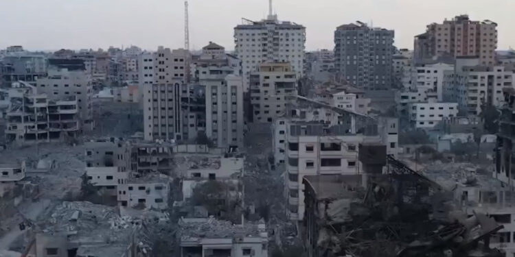 Destruição na faixa de Gaza.