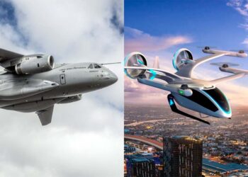 Aeronave C-390 Millennium e carro voador produzidos pela embraer