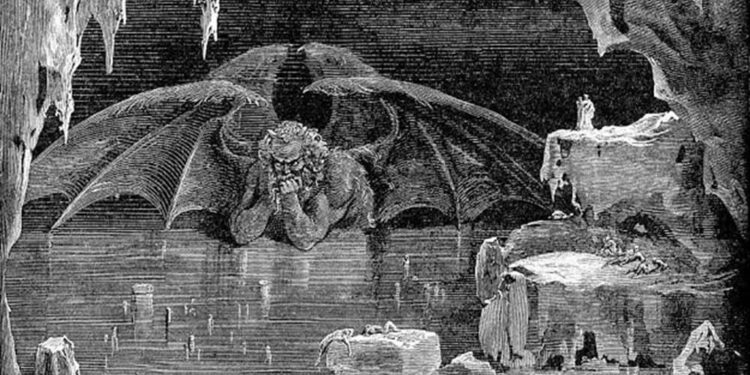 Lucífer no Nono Círculo do Inferno, por Gustave Doré