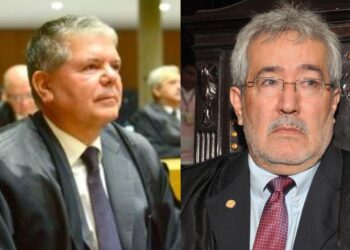 O Des. Ricardo Paes Barreto (esq.) e o seu 1º Vice-presidente, o Des. Fausto Campos