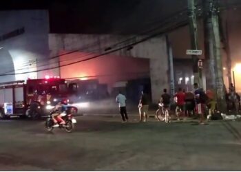 Funcionários do mercado ajudaram os bombeiros a apagar o fogo.