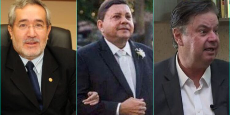 Da esquerda para direita; o desembargador Fausto Campos, o acusado Figueiroa e o advogado Ademar Rigueira.