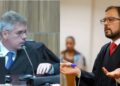 Des. Fábio Cristóvão de Campos (esq.) e o advogado de defesa, Jader Marques