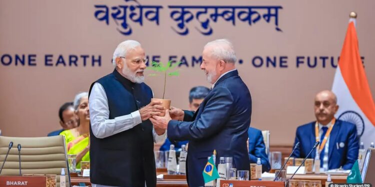 Brasil recebeu da Índia a presidência do G20. Foto: Ricardo Stuckert/PR