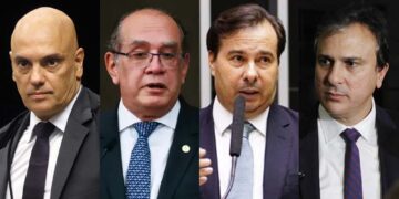 Alexandre de Moraes, Gilmar Mendes, Rodrigo Maia e Camilo Santana (Da esq. para dir.)